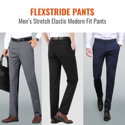 FlexStride-Men's Stretch Elastic Modern Fit Pants.
